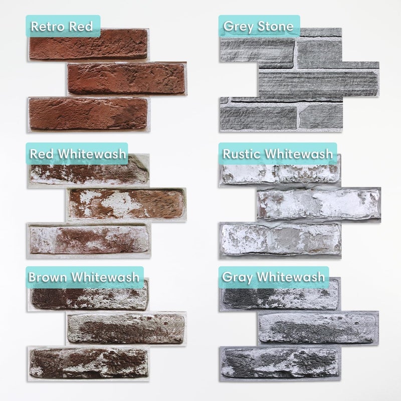 Commomy Sample Kit - 6 Pcs Large Brick & Stone 3D Wall Panels, Size 9.05 x 5.9 in - Image 2